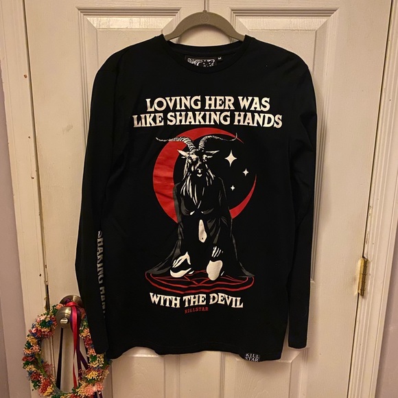 Killstar Tops - KILLSTAR | Black Longsleeve Baphomet Tee Medium